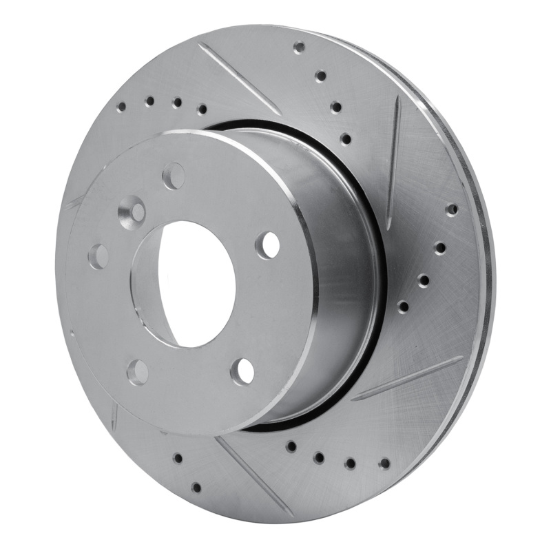 Land Rover Discovery Brake Rotor (1) - Front Right - R1 Concepts - Drilled & Slotted - Silver - `99-`04